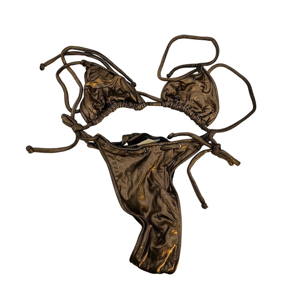 NWOT Rare Vintage 1990's Cheekie by Bendigo Bronze Brazilian String Bikini Set